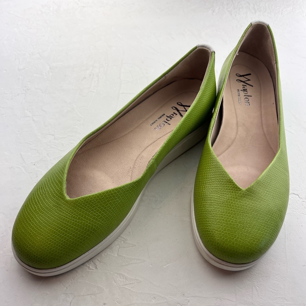 Round About Ballerina. Lizard Printed Leather/Kiwi